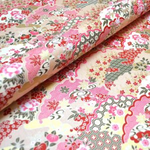 Chiyogami Paper Pink and Gold Flowers