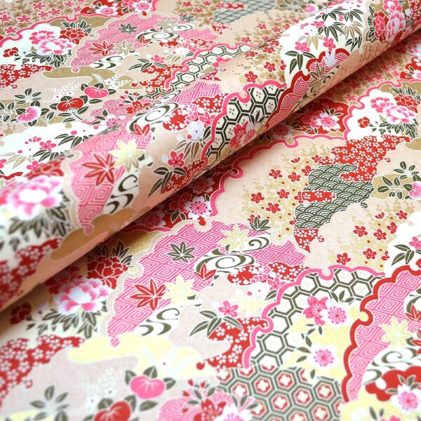 Chiyogami Paper Pink and Gold Flowers