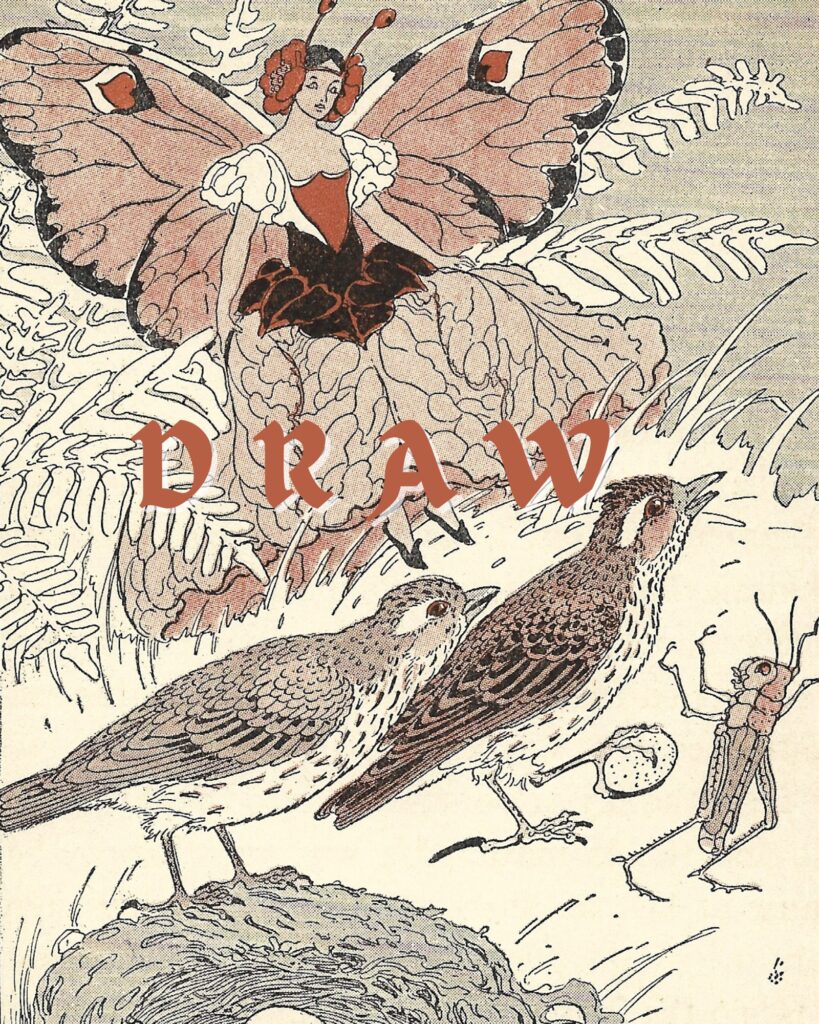 Sketchbook Vintage Fairy and Birds