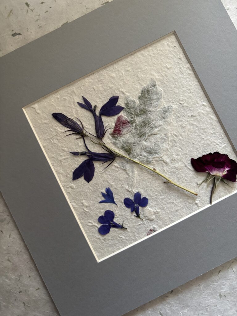 Grey mounted floral art