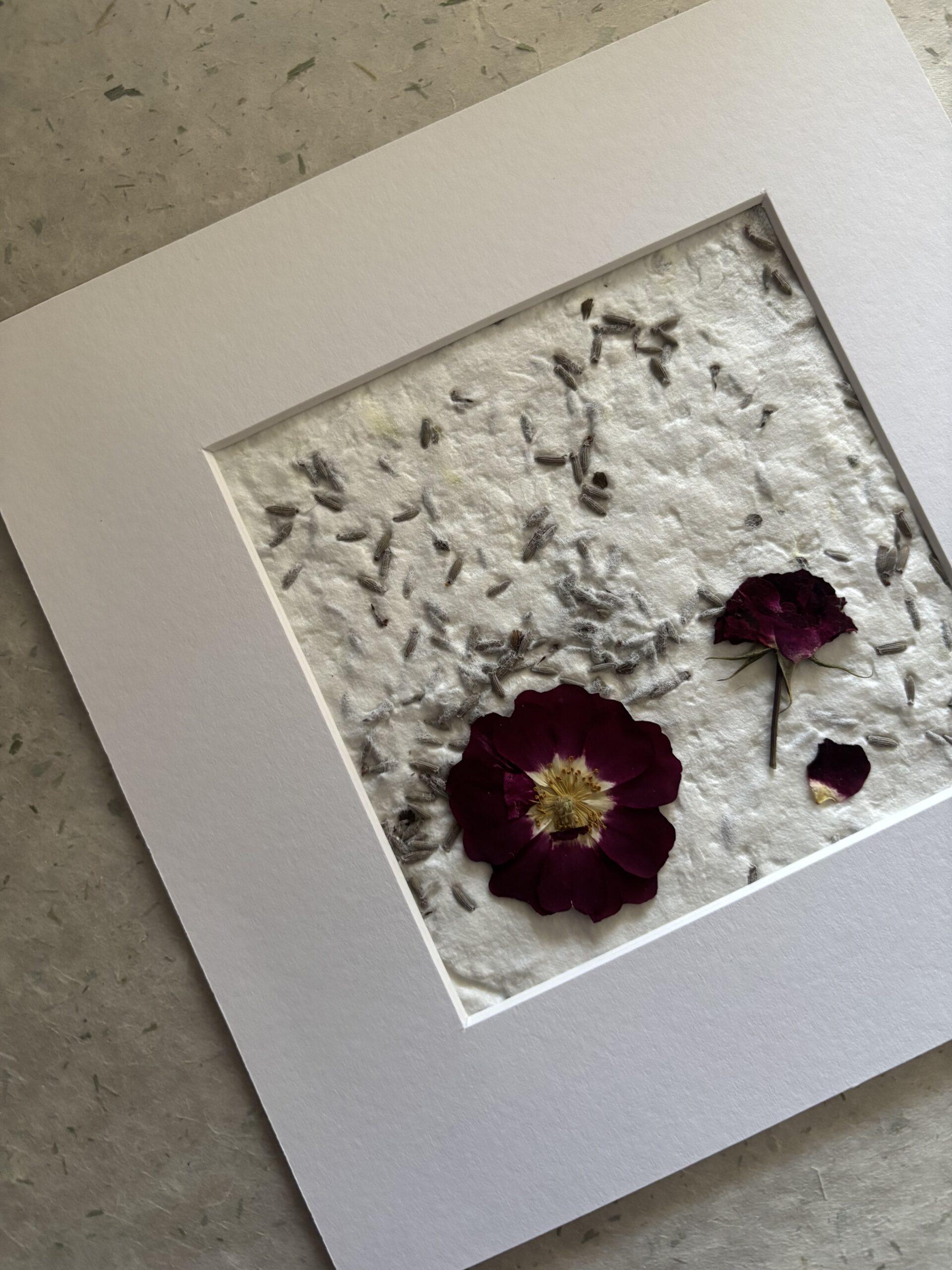 White mounted floral art picture